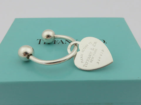 TIFFANY & CO Sterling Silver Return to Tiffany Heart Tag Keyring Charm Pendant