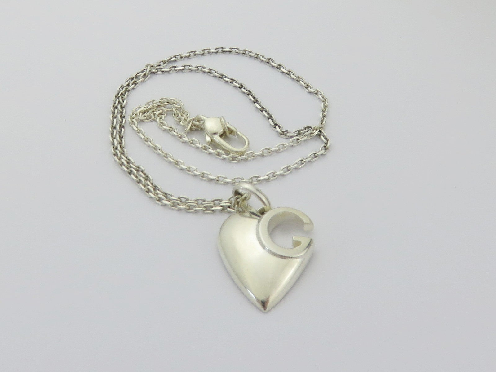 Gucci Sterling Silver Heart G Logo Pendant Necklace Price Includes US Tariff