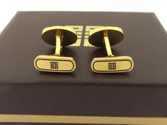Givenchy Gold Silver Tone Meta Oval Logo Cufflinks