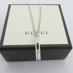 Gucci 925 Silver Stencil G Logo Unisex Pendant Necklace Authentic with Box