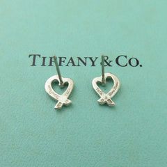 TIFFANY & CO 925 Sterling Silver Loving Heart Earrings Authentic