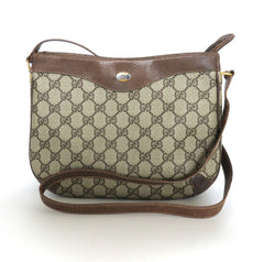 Vintage GUCCI Brown GG Monogram Canvas Leather Unisex Cross Body Bag Authentic