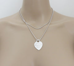 Authentic TIFFANY & CO Silver Return to Tiffany Heart Long Beaded Chain Necklace