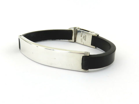 GUCCI Sterling Silver Black Rubber Bracelet Price Includes US Tariff