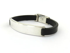 GUCCI Sterling Silver Black Rubber Bracelet Price Includes US Tariff
