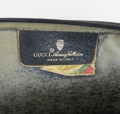 GUCCI Vintage Navy Blue Grey GG Monogram Canvas Leather Cross Body Bag Authentic