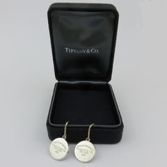 TIFFANY & CO 925 Silver Return to Tiffany Round Dangle Earrings Authentic w/ Box
