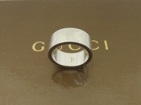 GUCCI Sterling Silver Trademark Band Logo Ring Size 5 Price Includes US Tariff