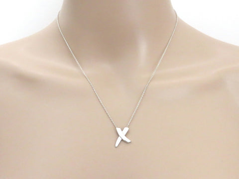 TIFFANY & CO Sterling Silver Kiss X Pendant Necklace Price Includes US Tariff
