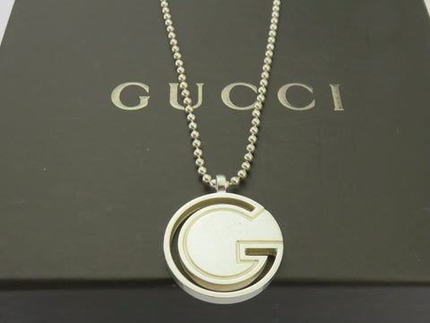 Gucci Sterling Silver G Logo Ball Chain Toggle Pendant Price Includes US Tariff