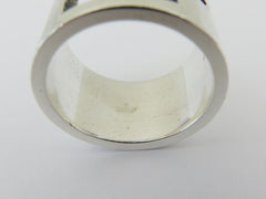 GUCCI Sterling Silver G logo Wide Band Ring Size 7.5