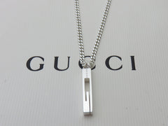 Gucci Sterling Silver Stencil G Logo Pendant Necklace Price Includes US Tariff