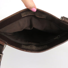 Authentic GUCCI Brown GG Monogram Canvas Leather Unisex Cross Body Bag Purse