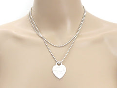 TIFFANY & CO Silver Return to Tiffany Heart Tag Long Beaded Chain Necklace