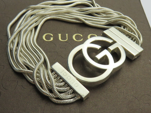 Gucci Sterling Silver GG Logo 10 Chain Bracelet Price Includes US Tariff