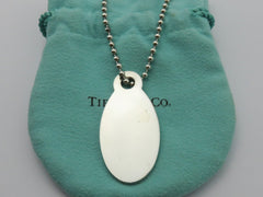 TIFFANY & CO Silver Return to TIFFANY Oval Tag Long Beaded Chain Unisex Necklace