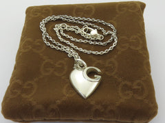 Gucci Sterling Silver Heart G Logo Pendant Necklace Price Includes US Tariff
