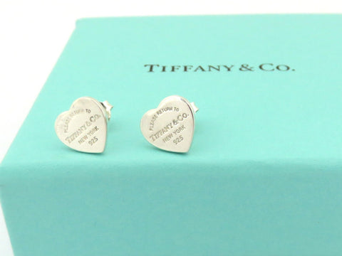 TIFFANY & CO Sterling Silver Return to Tiffany Heart Tag Earrings