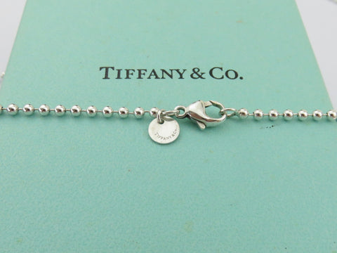 TIFFANY & CO Silver Return to TIFFANY Oval Tag Long Beaded Chain Unisex Necklace