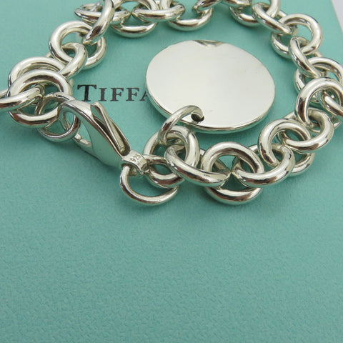 TIFFANY & CO 925 Silver Return to Tiffany Round Bold Link Bracelet Original Box