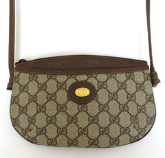 GUCCI Vintage Brown GG Monogram Canvas Leather Small Cross Body Shoulder Bag