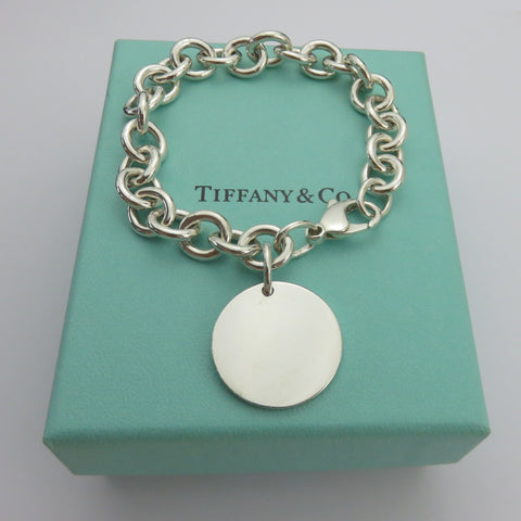 TIFFANY & CO 925 Silver Return to Tiffany Round Bold Link Bracelet Original Box