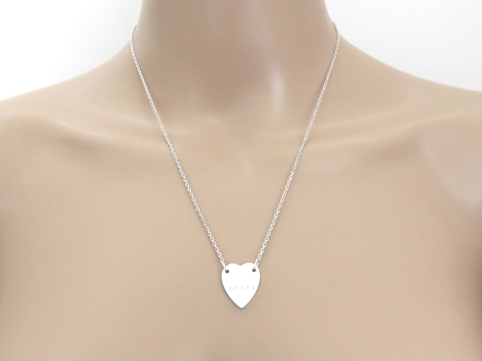 Gucci Sterling Silver Trademark Heart Tag Pendant Price Includes US Tariff