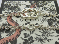 Gucci 925 Silver Interlocking G Oval Link Unisex Necklace Authentic with Box