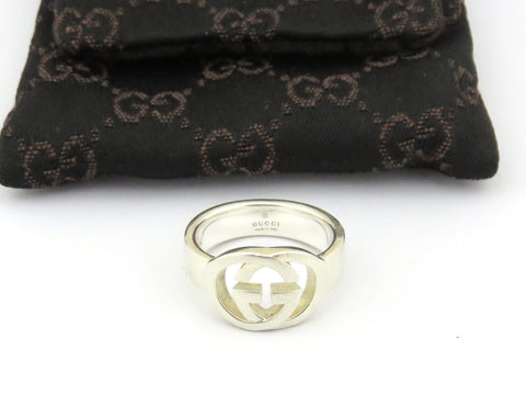 GUCCI Sterling Silver Interlocking G Ring Size 5.5 Price Includes US Tariff