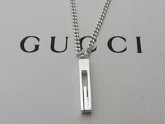 Gucci Sterling Silver Stencil G Logo Pendant Necklace Price Includes US Tariff