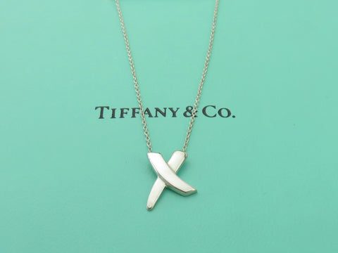 TIFFANY & CO Sterling Silver Kiss X Pendant Necklace Price Includes US Tariff