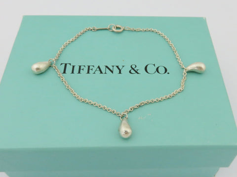 TIFFANY & CO Sterling Silver Three 3 Teardrop Bracelet Price Includes US Tariff