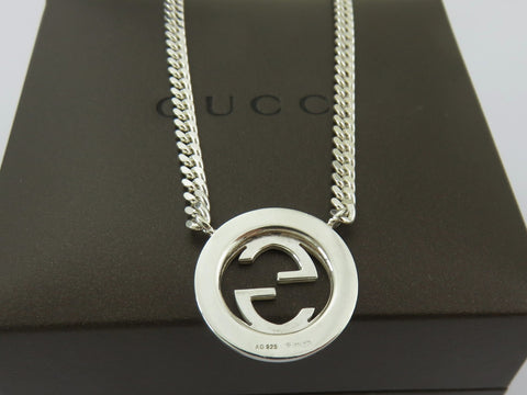 Gucci Sterling Silver Interlocking G Logo Round Pendant Price Includes US Tariff