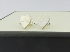 GUCCI Sterling Silver Trademark Heart Tag Earrings Price Includes US Tariff