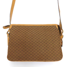 GUCCI Vintage Brown GG Monogram Canvas Leather Unisex Shoulder Bag Authentic