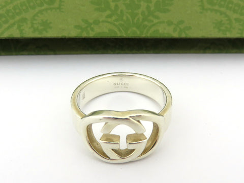GUCCI Sterling Silver Interlocking G Ring Size 6.75 Price Includes US Tariff
