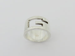GUCCI Sterling Silver G logo Wide Band Ring Size 7.5