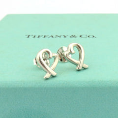 TIFFANY & CO 925 Sterling Silver Loving Heart Earrings Authentic
