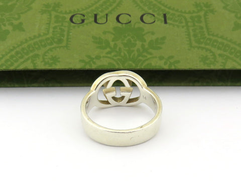 GUCCI Sterling Silver Interlocking G Ring Size 6.75 Price Includes US Tariff