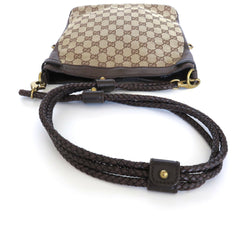 GUCCI Brown GG Monogram Canvas Leather Unisex Cross Body Bag Purse Authentic