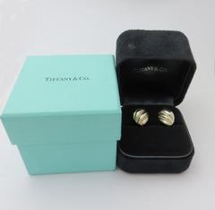 TIFFANY & CO 925 Silver 18K Gold Twist Rope Clip On Earrings with Velvet Box
