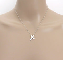 TIFFANY & CO 925 Sterling Silver Kiss X Pendant Necklace with Pouch