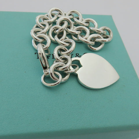 TIFFANY & CO 925 Silver Heart Bold Links Bracelet Authentic with Blue Box