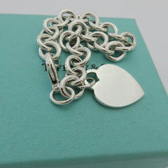 TIFFANY & CO 925 Silver Heart Bold Links Bracelet Authentic with Blue Box