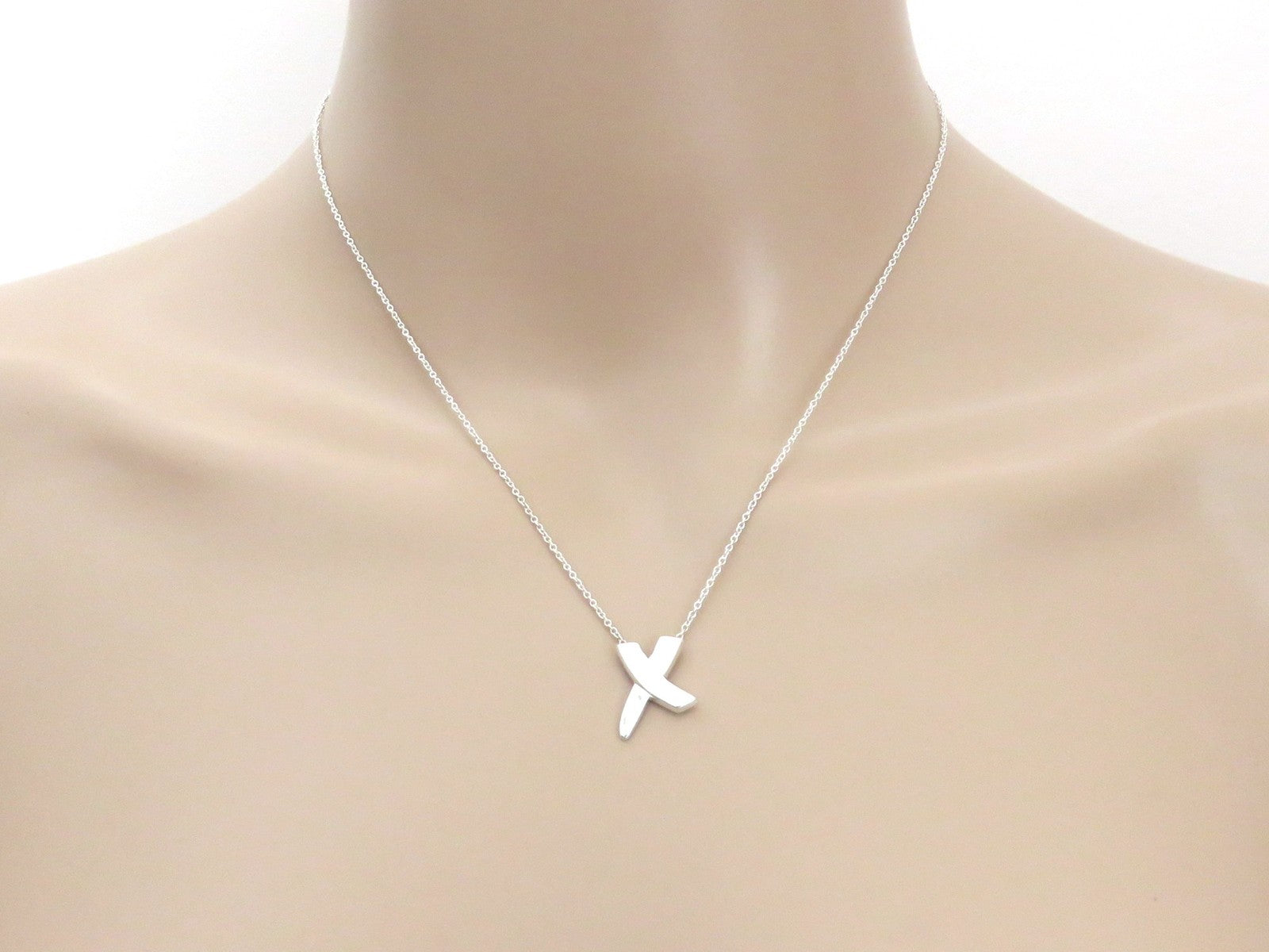 TIFFANY & CO Sterling Silver Kiss X Pendant Necklace Price Includes US Tariff