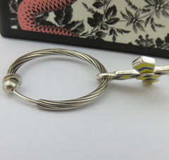 Gucci 925 Silver Black Yellow Enamel Cross Hoop Clip-on Earrings with Pouch Box