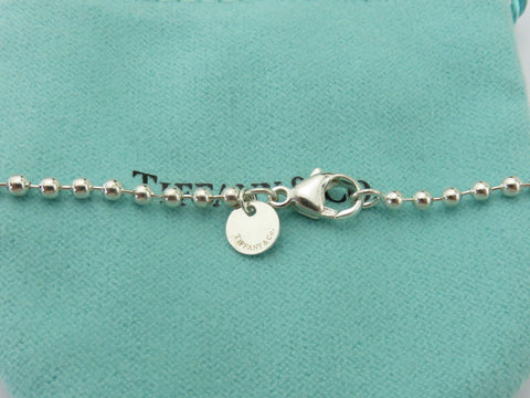 TIFFANY & CO Silver Return to Tiffany Heart Tag Long Beaded Chain Necklace