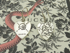Gucci Sterling Silver Ghost Heart Dangle Earrings Price Includes US Tariff
