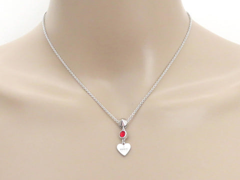 Gucci Sterling Silver Heart Tag Red Stone Pendant Price Includes US Tariff