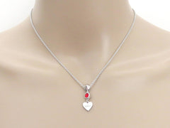 Gucci Sterling Silver Heart Tag Red Stone Pendant Price Includes US Tariff